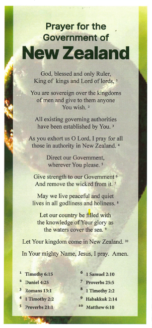 Prayer for the Government of New Zealand